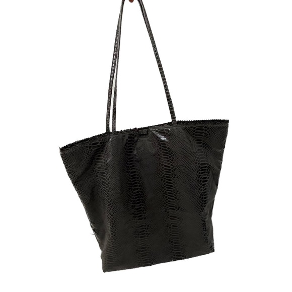 Fatto a Mano By Carlos Falchi Snakeskin Print Tote Bag Grey - Picture 4 of 5